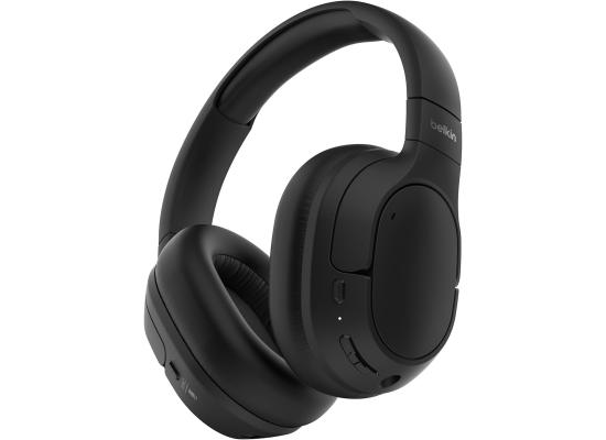Belkin SoundForm Isolate Active Noise-Cancelling Wireless Headphones, over ear headphones with mic, Bluetooth headphones with 60H playtime, deep bass, CloudCushion ear cups for travel, home, office - Black